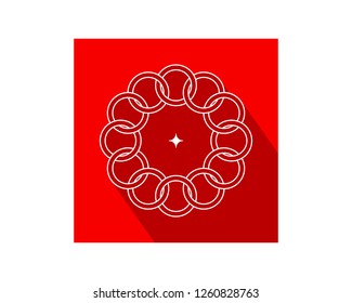 red square and white circle chain design