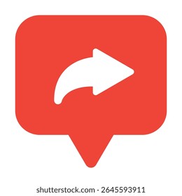 Red square with white right arrow for sharing.