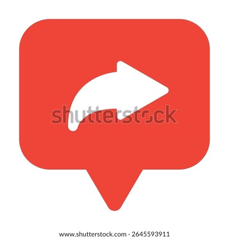 Red square with white right arrow for sharing.