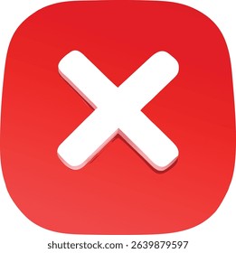 Red Square with White X: Close, Delete, Cancel Symbol