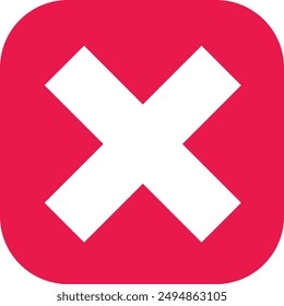 Red square with a white X, symbolizing error or denial.
