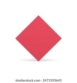 Red squared geometric vertical wall platform foundation decor design 3d element vector illustration. Minimalist rhombus four side corner premium architecture base mathematical angled construction