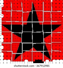 red squares background with black star illustration together vector print pattern. for fashion and graphic design. special valentines day gift print offer. t shirt print, poster.