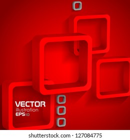 Red squares. Vector illustration. Eps 10.