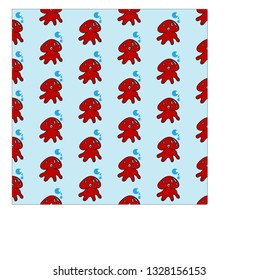 red squid doodle seamless