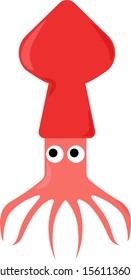 Red squid, illustration, vector on white background.