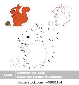 Red Squirrel. Dot to dot educational game for kids.