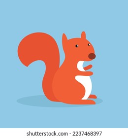 Red squirrel sitting, side view