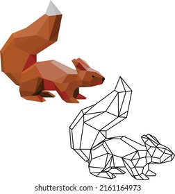 Red Squirrel From Triangles Geometric Logo