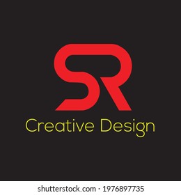 Red and Red SR S R Letter Logo Design in Black Colors. Creative Modern Letters Vector Icon Logo Illustration.