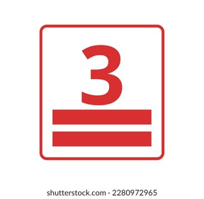 Red stacking height, number 3. Concept of packaging.
