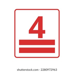 Red stacking height, number 4. Concept of packaging.

