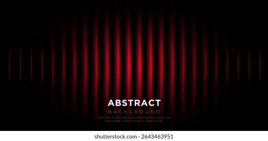 Red stage background, vertical lines vector with futuristic abstract technology lights on the background, illustration
