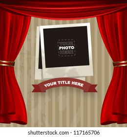 red stage curtain design. vector illustration.