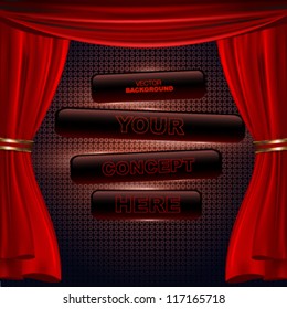 red stage curtain design. vector illustration.