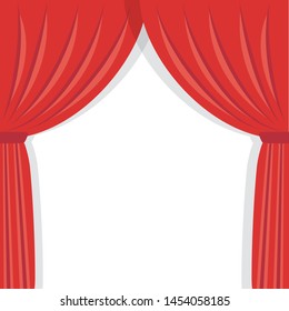 Red stage curtain frame illustration on white background