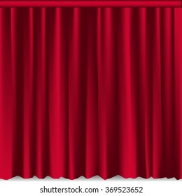 Red stage curtain. Performance and event, ceremony and show, vector illustration