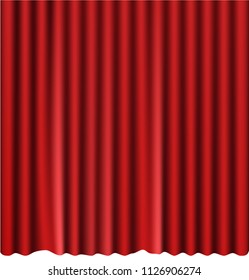 Red stage curtain realistic vector illustration for theater or opera scene backdrop, concert grand opening or cinema premiere. Red curtains or portiere drapes for ceremony performance design template
