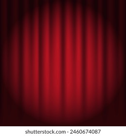 Red stage curtains illuminated vector square backdrop