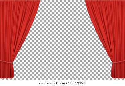 Red stage curtains on checkered background