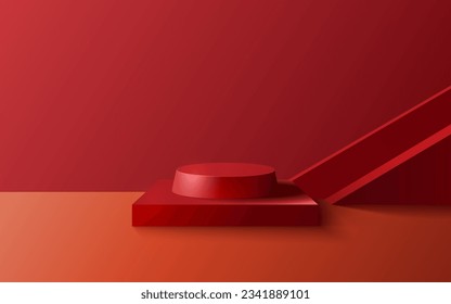 Red stage podium, Stage Podium Scene with for Award, Decor element background. Vector illustration