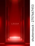 Red stage with stairs and light effects