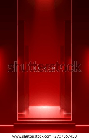 Red stage with stairs and light effects