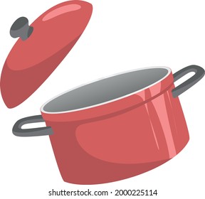 Red Stainless Steel Pot Opened Version