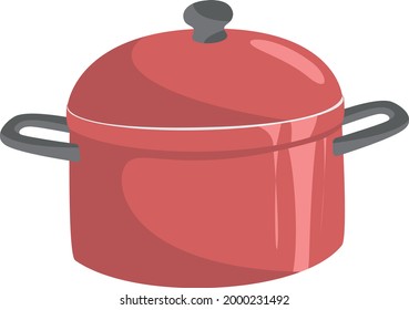 Red Stainless Steel Pot Vector