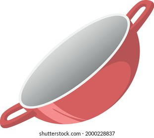 Red Stainless Steel Wok Vector