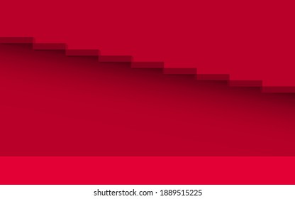 rote Treppe und helles Licht im roten Raum