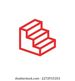 red stairs icon logo vector for branding logo, icon logo, etc