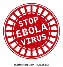Red stamp with Ebola concept text on white background. Vector illustration for warning informing about deadly virus disease.