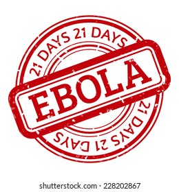 Red stamp with Ebola concept text on white background. Vector illustration for warning informing about deadly virus disease.