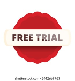 Red stamp free trial icon cartoon vector. Coupon stick application. Marketing stamp