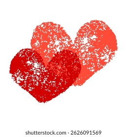 Red stamp heart on white background, hand written Love, vector romantic illustration.