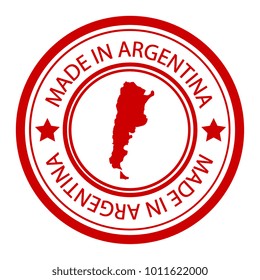 Red stamp made in with map of Argentina