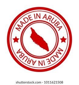 Red stamp made in with map of Aruba