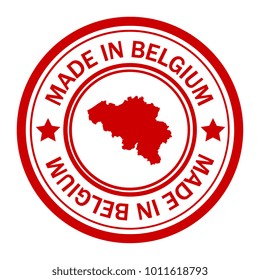 Red stamp made in with map of Belgium