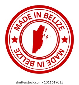 Red stamp made in with map of Belize