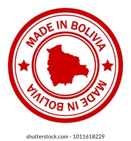 Red stamp made in with map of Bolivia