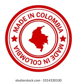 Red stamp made in with map of Colombia
