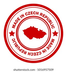 Red stamp made in with map of Czech Republic
