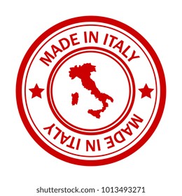 Red stamp made in with map of Italy