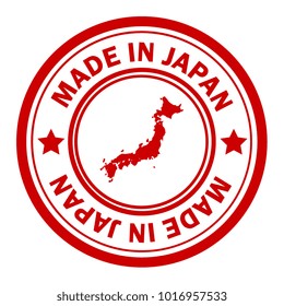 Red stamp made in with map of Japan
