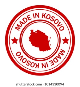 Red stamp made in with map of Kosovo