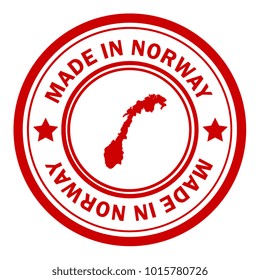 Red stamp made in with map of Norway