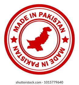 Red stamp made in with map of Pakistan