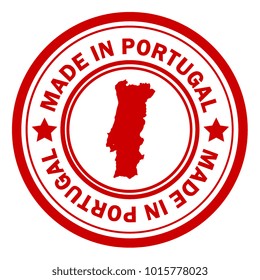Red stamp made in with map of Portugal