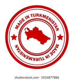 Red stamp made in with map of Turkmenistan